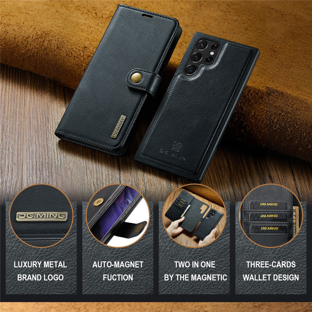 DG.MING for Samsung Galaxy S25 Ultra Case Detachable Split Leather Phone Cover