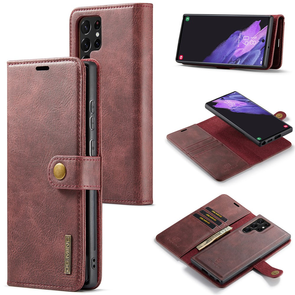 DG.MING for Samsung Galaxy S25 Ultra Case Detachable Split Leather Phone Cover