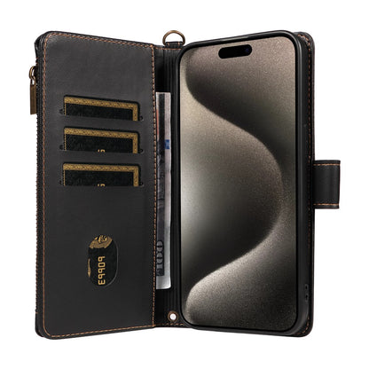 For iPhone 14 Pro Leather Case with Card Holder, RFID Blocking Wallet Phone Cover Rhombus Pattern