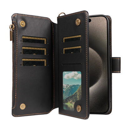 For iPhone 14 Pro Leather Case with Card Holder, RFID Blocking Wallet Phone Cover Rhombus Pattern
