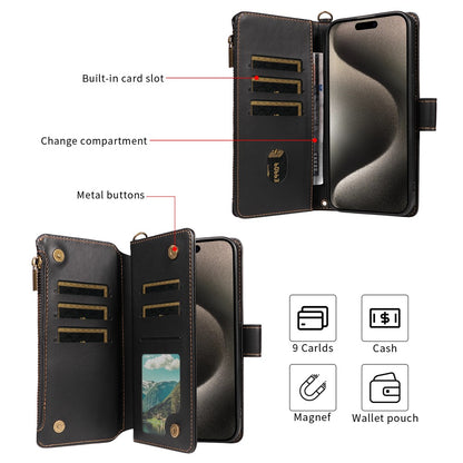 For iPhone 14 Pro Leather Case with Card Holder, RFID Blocking Wallet Phone Cover Rhombus Pattern