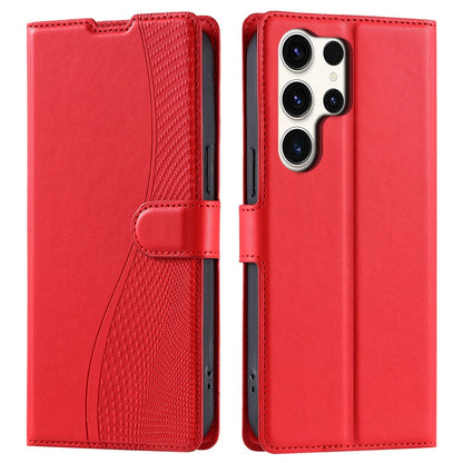 For Samsung Galaxy S25 Ultra Case Dots Imprinted PU Leather Flip Phone Cover with Card Slot, Strap