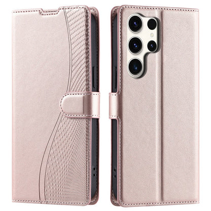 For Samsung Galaxy S25 Ultra Case Dots Imprinted PU Leather Flip Phone Cover with Card Slot, Strap