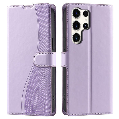 For Samsung Galaxy S25 Ultra Case Dots Imprinted PU Leather Flip Phone Cover with Card Slot, Strap