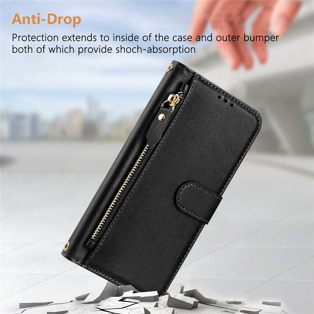 For Samsung Galaxy S25 Ultra Case Zipper Pocket Multiple Card Slots Leather Phone Cover