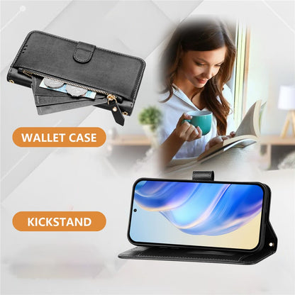 For Samsung Galaxy S25 Ultra Case Zipper Pocket Multiple Card Slots Leather Phone Cover