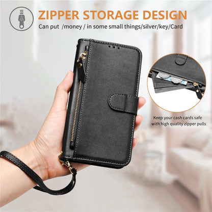 For Samsung Galaxy S25 Ultra Case Zipper Pocket Multiple Card Slots Leather Phone Cover