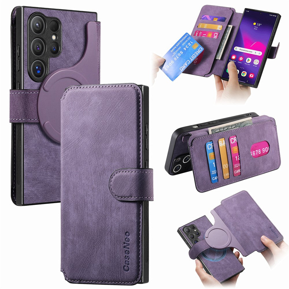 CASENEO For Samsung Galaxy S25 Ultra Magnetic Case  Detachable Leather Phone Wallet Cover