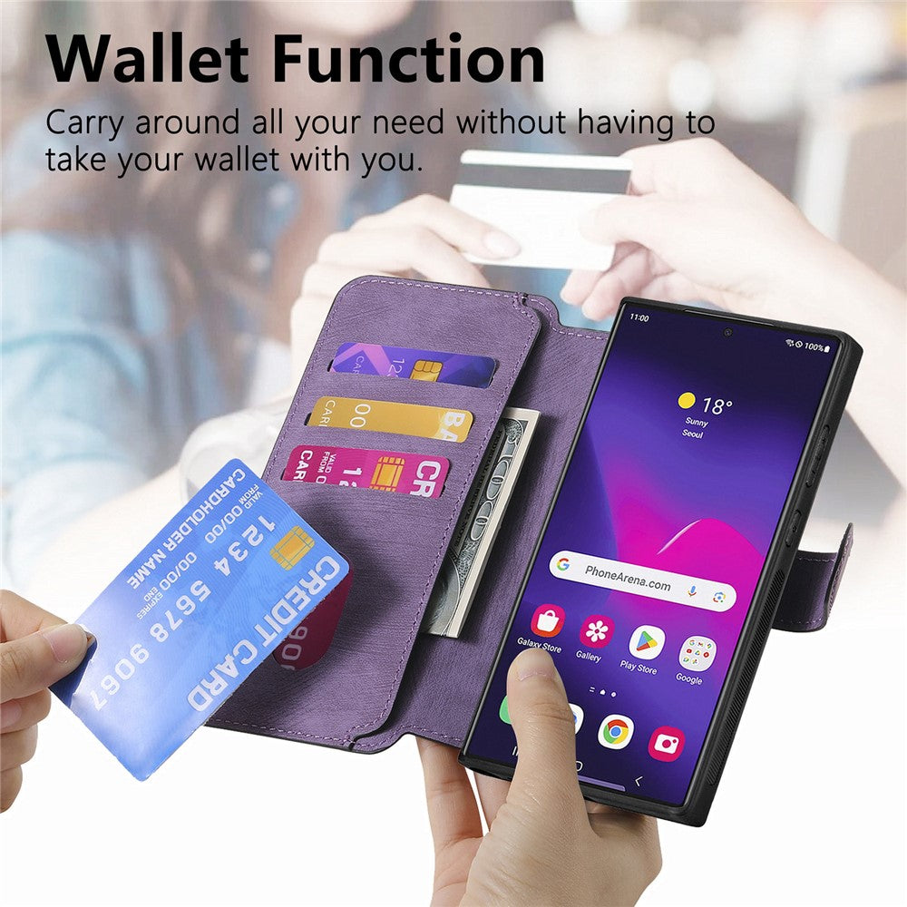 CASENEO For Samsung Galaxy S25 Ultra Magnetic Case  Detachable Leather Phone Wallet Cover
