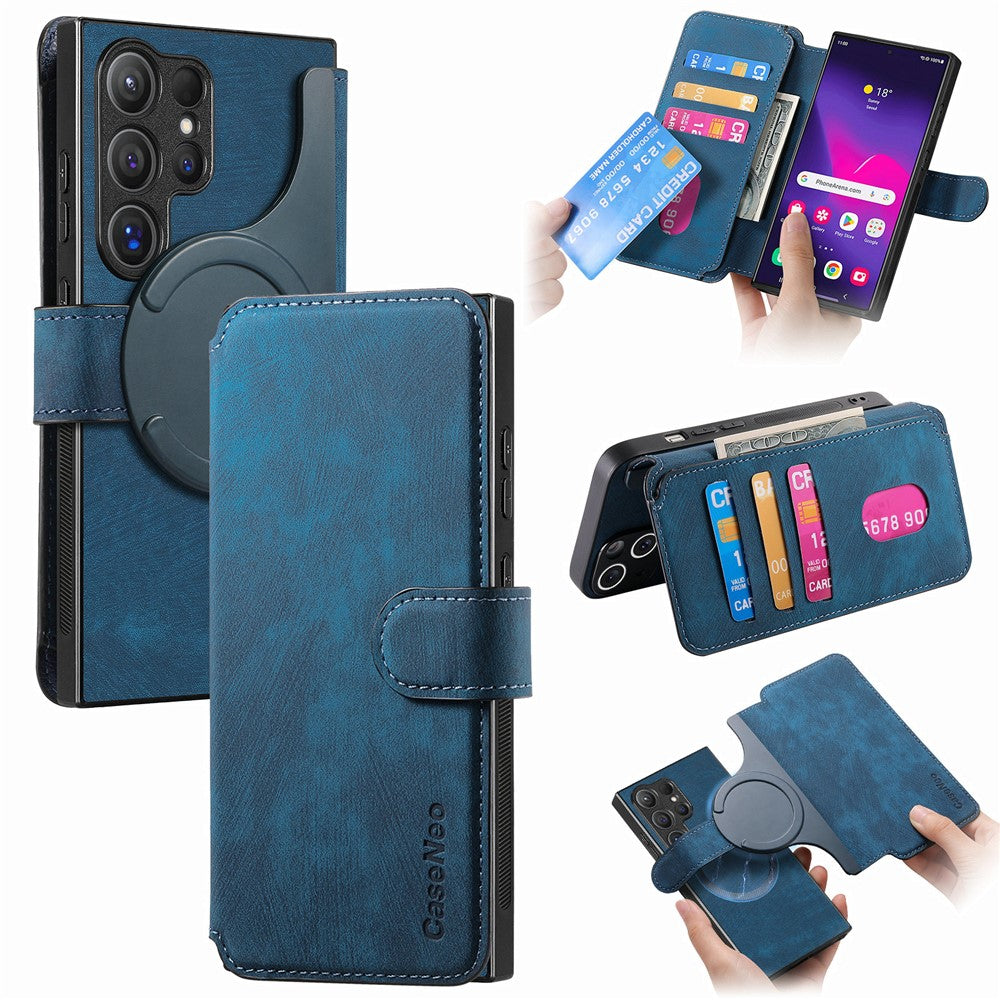 CASENEO For Samsung Galaxy S25 Ultra Magnetic Case  Detachable Leather Phone Wallet Cover