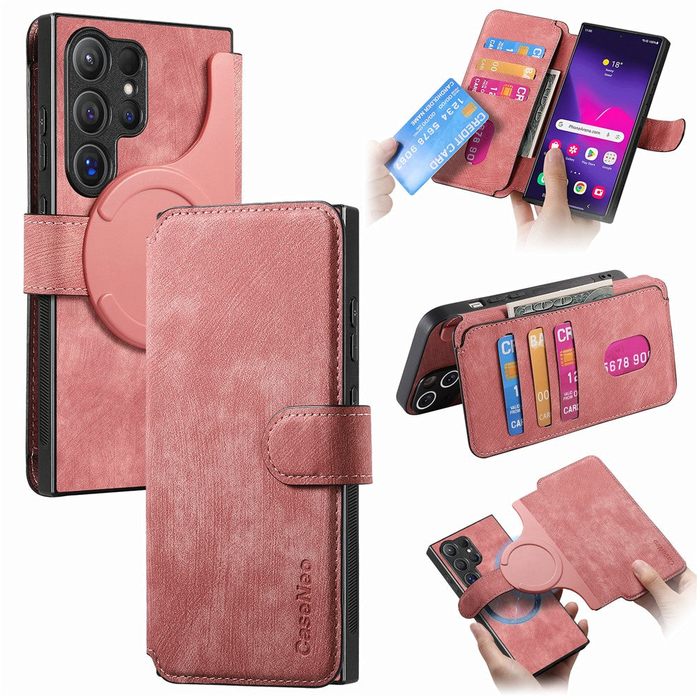 CASENEO For Samsung Galaxy S25 Ultra Magnetic Case  Detachable Leather Phone Wallet Cover