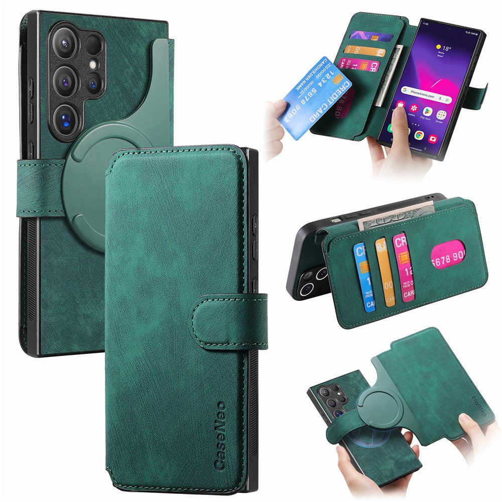 CASENEO For Samsung Galaxy S25 Ultra Magnetic Case  Detachable Leather Phone Wallet Cover