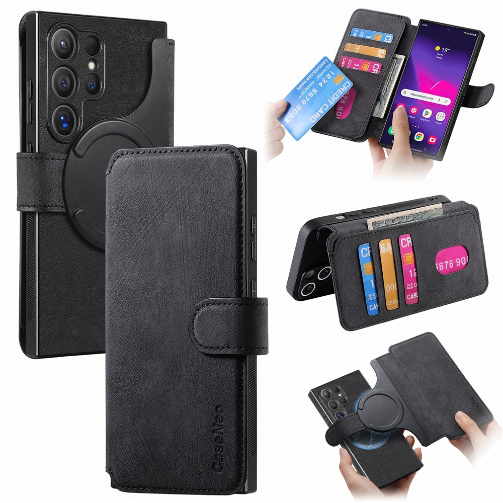 CASENEO For Samsung Galaxy S25 Ultra Magnetic Case  Detachable Leather Phone Wallet Cover