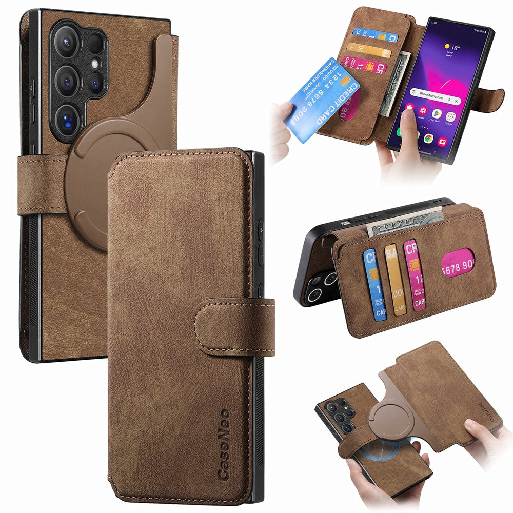CASENEO For Samsung Galaxy S25 Ultra Magnetic Case  Detachable Leather Phone Wallet Cover
