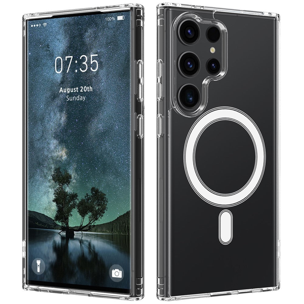For Samsung Galaxy S25 Ultra Clear Case TPU + Acrylic Magnetic Phone Cover