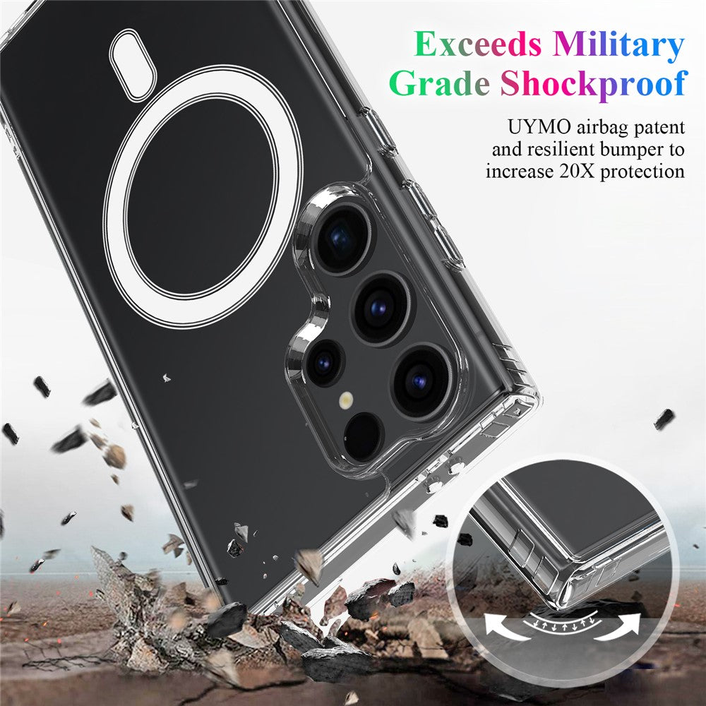 For Samsung Galaxy S25 Ultra Clear Case TPU + Acrylic Magnetic Phone Cover