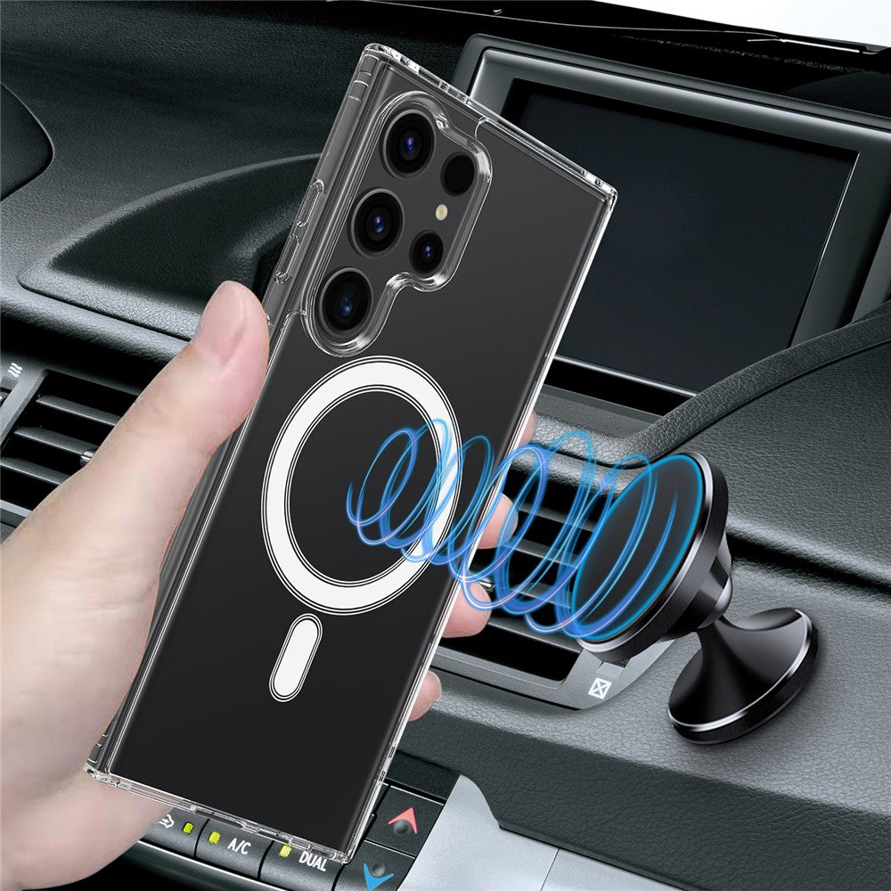 For Samsung Galaxy S25 Ultra Clear Case TPU + Acrylic Magnetic Phone Cover