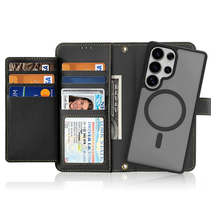 DUX DUCIS Lawa Series For Samsung Galaxy S25 Ultra Case Detachable Magnetic Cowhide Leather Cover Zipper Wallet
