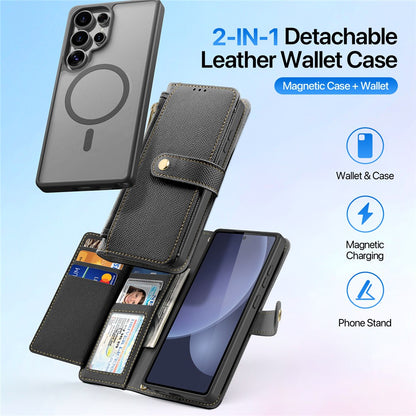 DUX DUCIS Lawa Series For Samsung Galaxy S25 Ultra Case Detachable Magnetic Cowhide Leather Cover Zipper Wallet