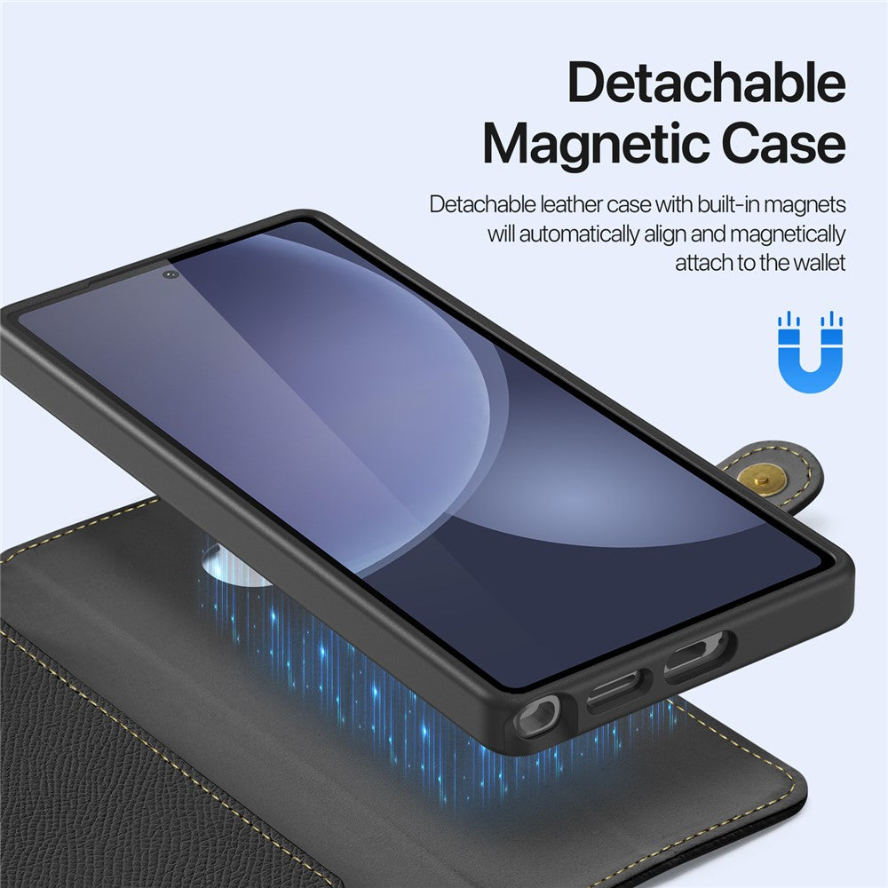 DUX DUCIS Lawa Series For Samsung Galaxy S25 Ultra Case Detachable Magnetic Cowhide Leather Cover Zipper Wallet