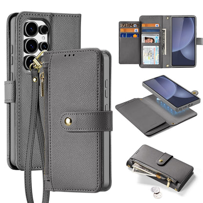 DUX DUCIS Lawa Series For Samsung Galaxy S25 Ultra Case Detachable Magnetic Cowhide Leather Cover Zipper Wallet