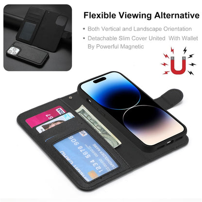 For iPhone 14 Pro Max Cross Texture Flodable Stand Leather Wallet Cover Detachable TPU Protective Case