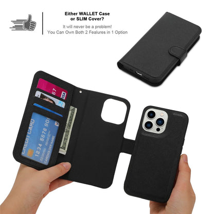 For iPhone 14 Pro Max Cross Texture Flodable Stand Leather Wallet Cover Detachable TPU Protective Case