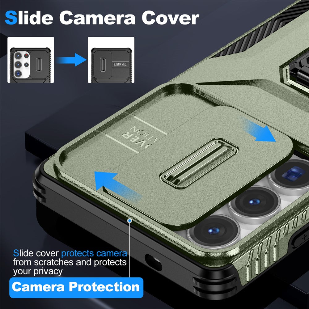 For Samsung Galaxy S25 Ultra Case Camshield Kickstand TPU+PC Anti-Slip Phone Cover