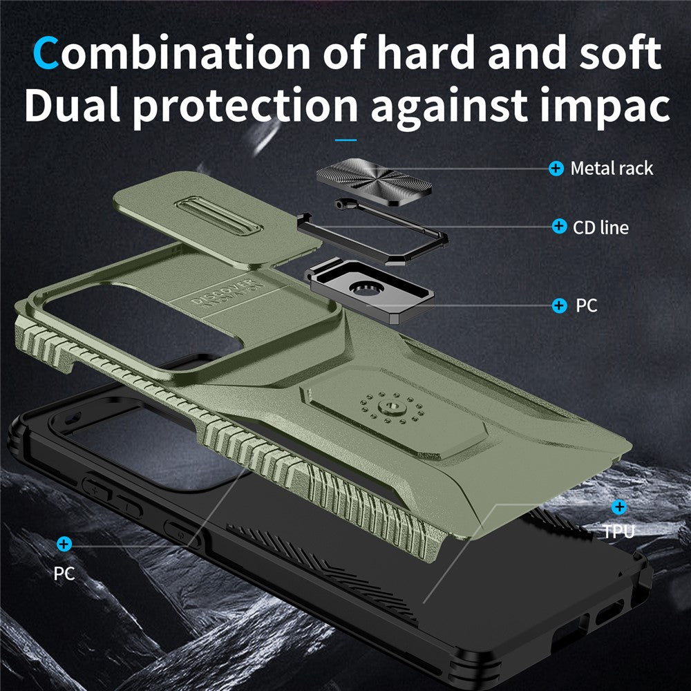 For Samsung Galaxy S25 Ultra Case Camshield Kickstand TPU+PC Anti-Slip Phone Cover