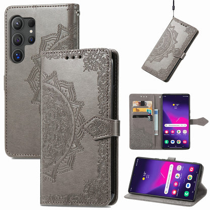 For Samsung Galaxy S25 Ultra Wallet Case Mandala Flower Leather Phone Cover Stand