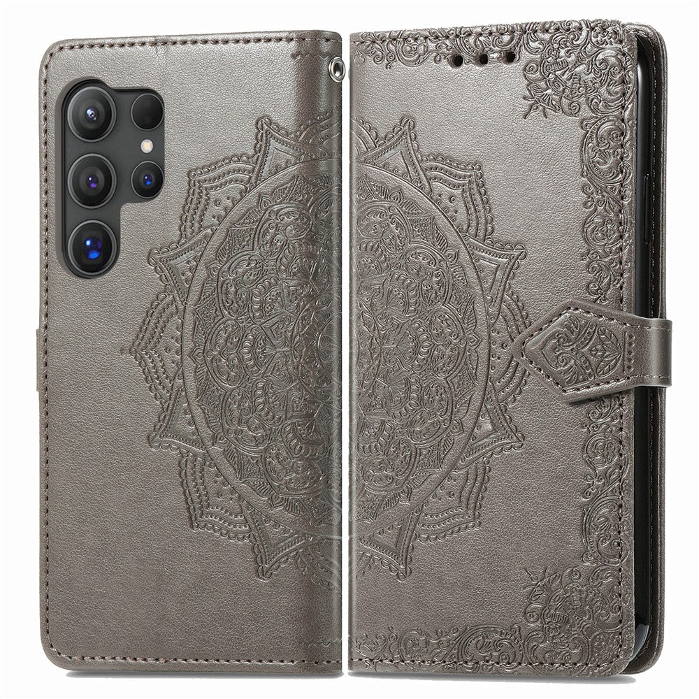 For Samsung Galaxy S25 Ultra Wallet Case Mandala Flower Leather Phone Cover Stand