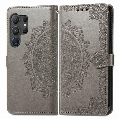 For Samsung Galaxy S25 Ultra Wallet Case Mandala Flower Leather Phone Cover Stand