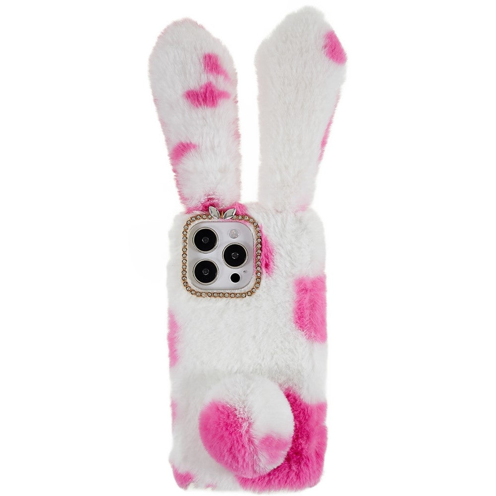 For iPhone 14 Pro Max Anti-fall Soft Handmade Fluffy Furry Bunny TPU Shell Cute Rabbit Protective Case