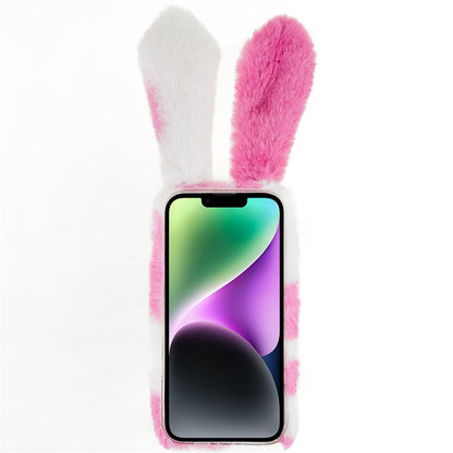For iPhone 14 Pro Max Anti-fall Soft Handmade Fluffy Furry Bunny TPU Shell Cute Rabbit Protective Case
