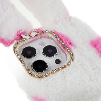 For iPhone 14 Pro Max Anti-fall Soft Handmade Fluffy Furry Bunny TPU Shell Cute Rabbit Protective Case