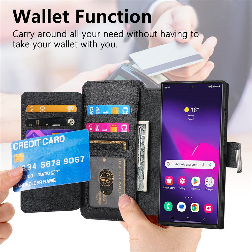CASENEO For Samsung Galaxy S25 Ultra  MW-02 Detachable Magnetic Leather Wallet Phone Cover