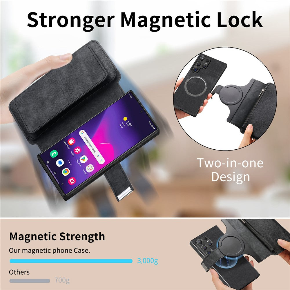 CASENEO For Samsung Galaxy S25 Ultra  MW-02 Detachable Magnetic Leather Wallet Phone Cover