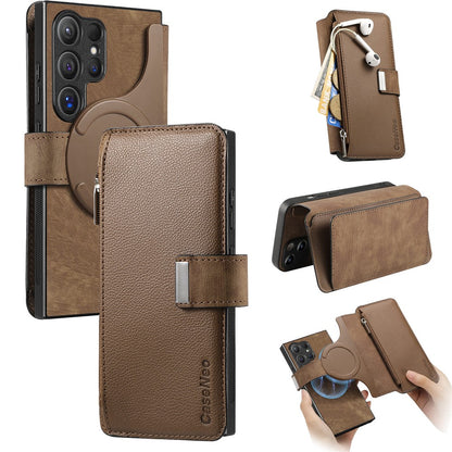 CASENEO For Samsung Galaxy S25 Ultra  MW-02 Detachable Magnetic Leather Wallet Phone Cover