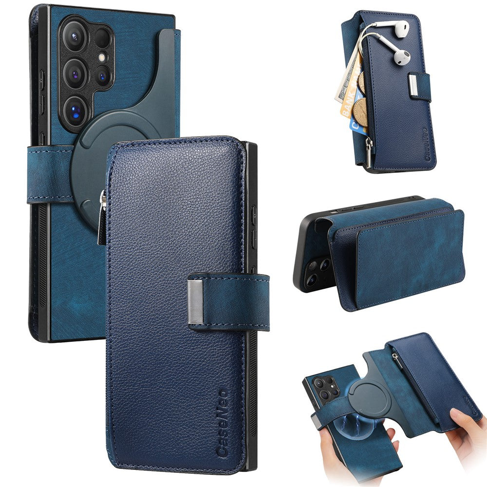 CASENEO For Samsung Galaxy S25 Ultra  MW-02 Detachable Magnetic Leather Wallet Phone Cover