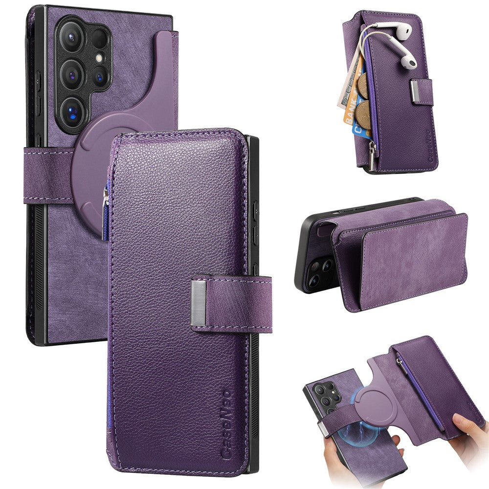 CASENEO For Samsung Galaxy S25 Ultra  MW-02 Detachable Magnetic Leather Wallet Phone Cover