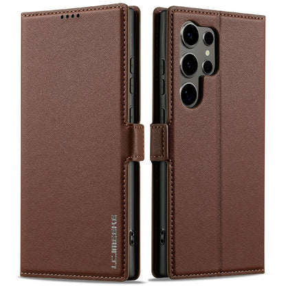 LC.IMEEKE L1 Series for Samsung Galaxy S25 Ultra Case PU Leather Wallet Stand Protective Phone Cover