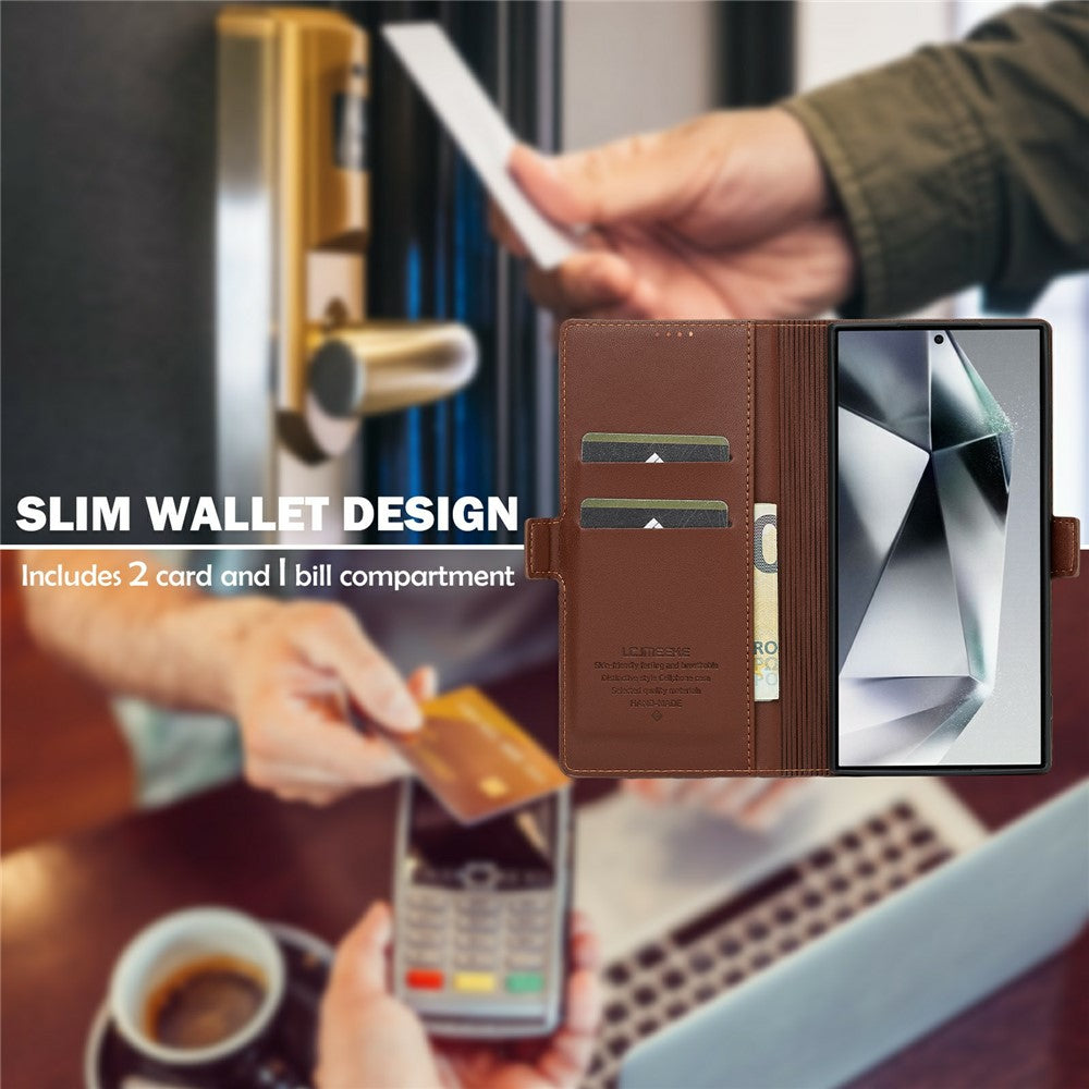 LC.IMEEKE L1 Series for Samsung Galaxy S25 Ultra Case PU Leather Wallet Stand Protective Phone Cover