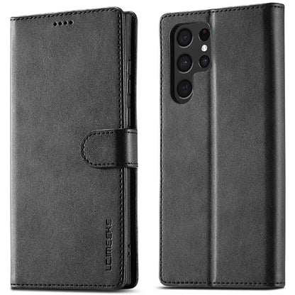 LC.IMEEKE For Samsung Galaxy S25 Ultra Case Calf Texture PU Leather Stand Wallet Phone Cover
