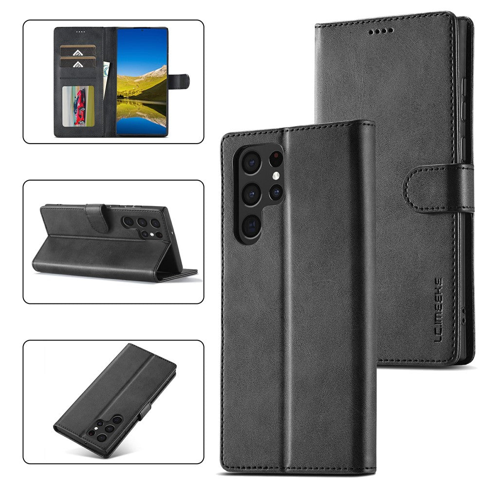 LC.IMEEKE For Samsung Galaxy S25 Ultra Case Calf Texture PU Leather Stand Wallet Phone Cover