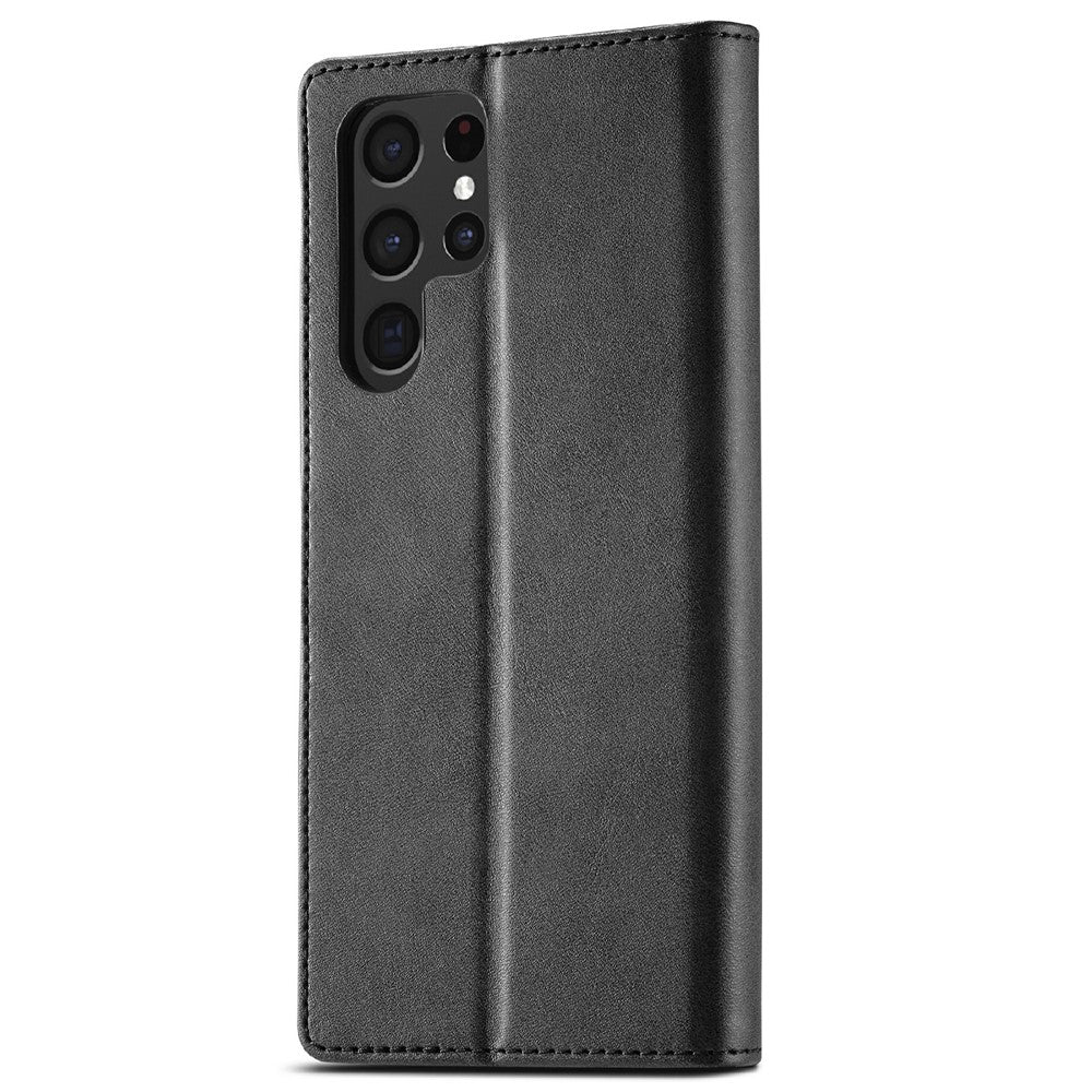 LC.IMEEKE For Samsung Galaxy S25 Ultra Case Calf Texture PU Leather Stand Wallet Phone Cover