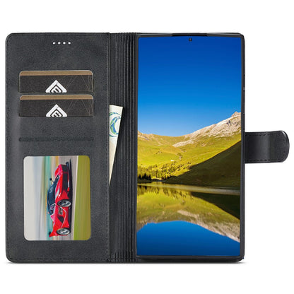 LC.IMEEKE For Samsung Galaxy S25 Ultra Case Calf Texture PU Leather Stand Wallet Phone Cover