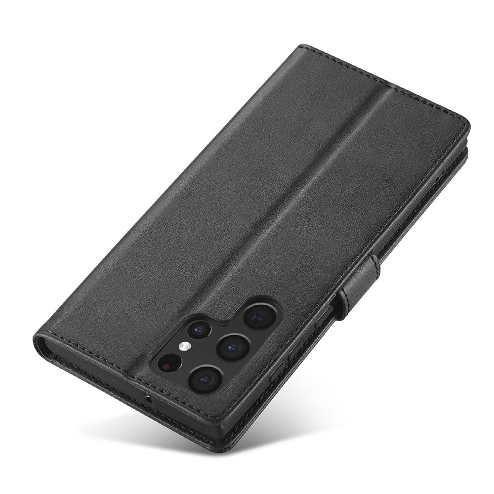 LC.IMEEKE For Samsung Galaxy S25 Ultra Case Calf Texture PU Leather Stand Wallet Phone Cover