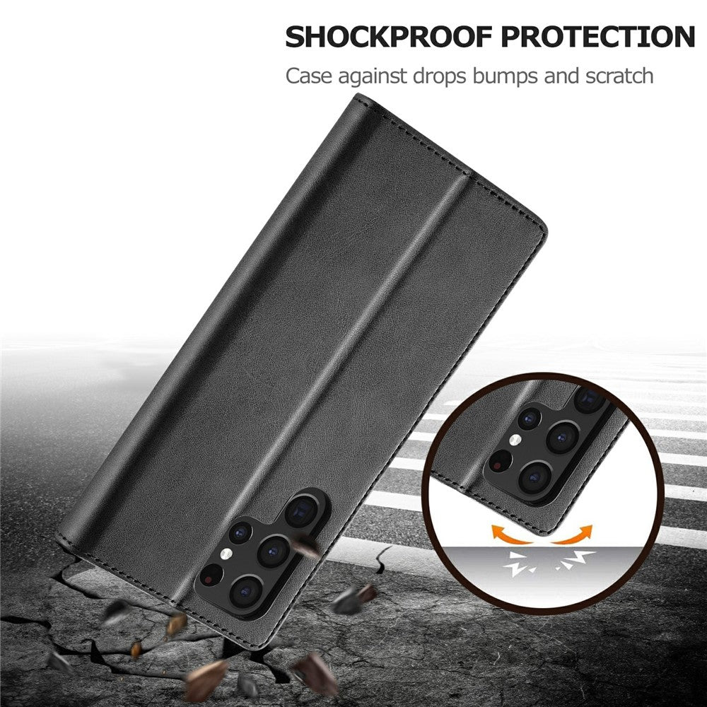 LC.IMEEKE For Samsung Galaxy S25 Ultra Case Calf Texture PU Leather Stand Wallet Phone Cover