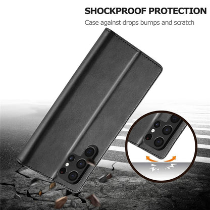 LC.IMEEKE For Samsung Galaxy S25 Ultra Case Calf Texture PU Leather Stand Wallet Phone Cover