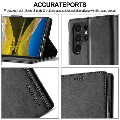 LC.IMEEKE For Samsung Galaxy S25 Ultra Case Calf Texture PU Leather Stand Wallet Phone Cover